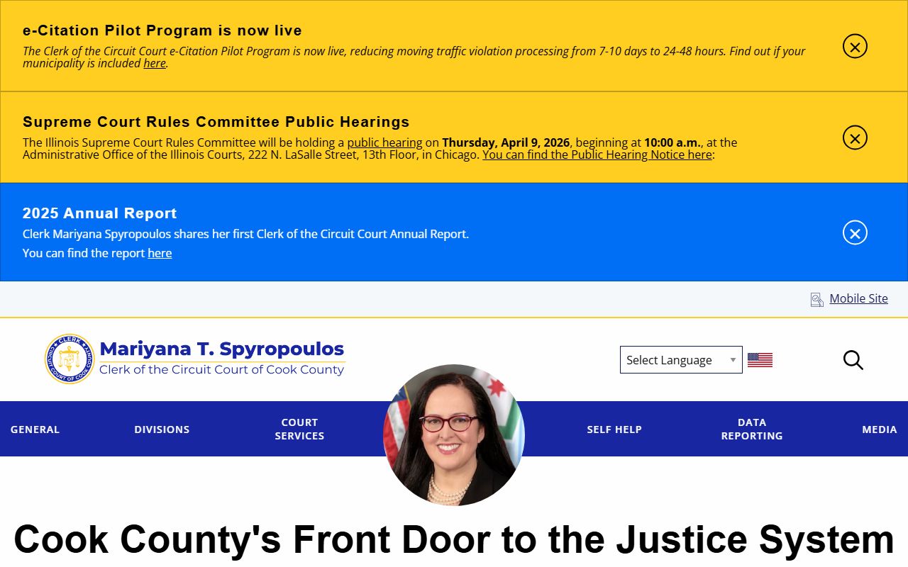 Cook County Clerk of the Circuit Court homepage for felony records