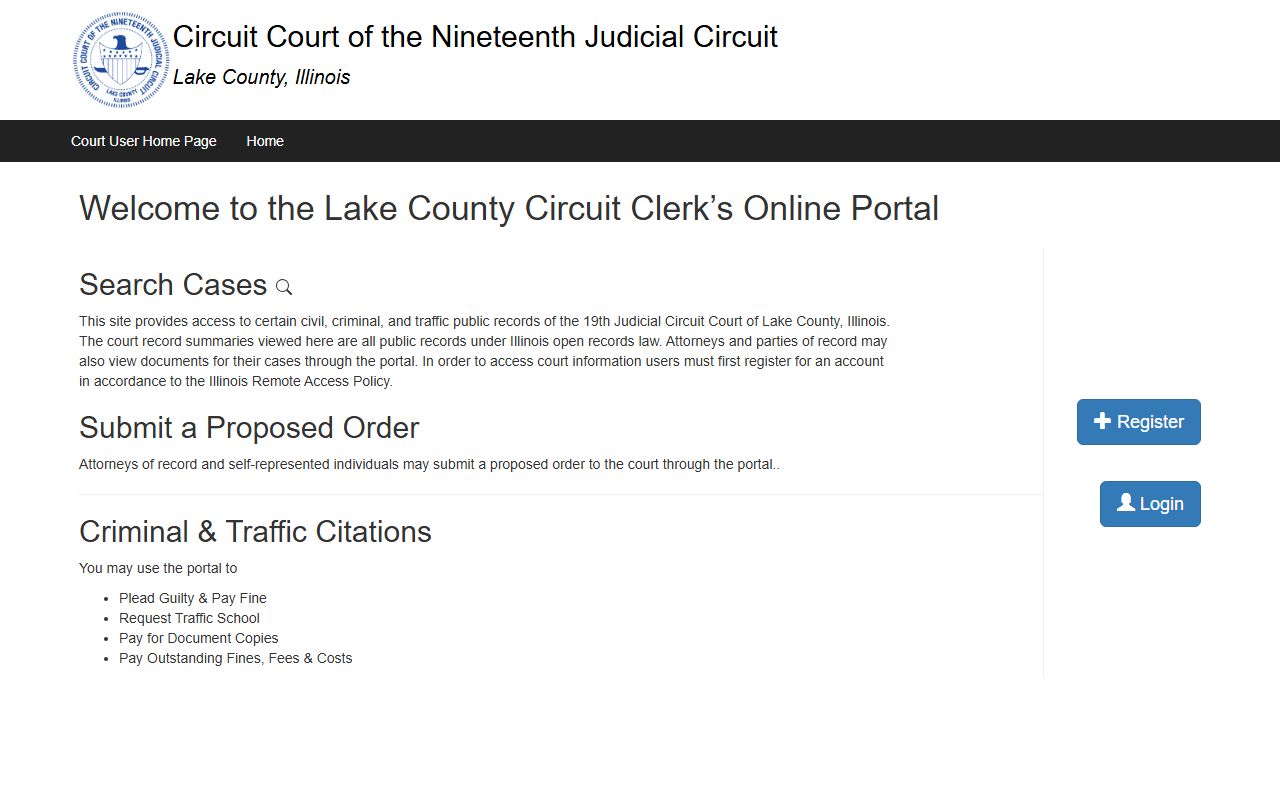 Lake County JournalTech online case portal for felony records