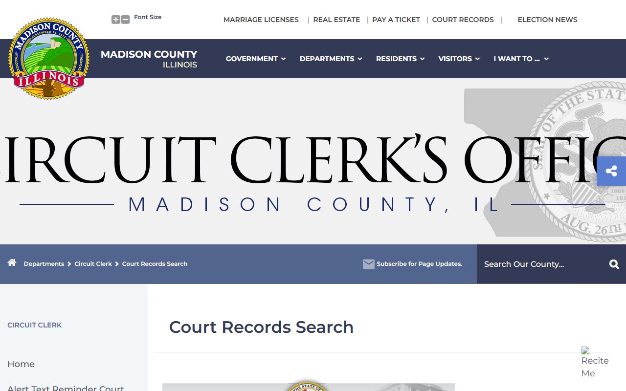 Madison County court records search tool for felony cases