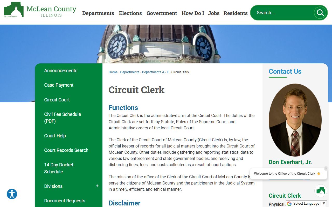 McLean County Circuit Clerk page for felony records