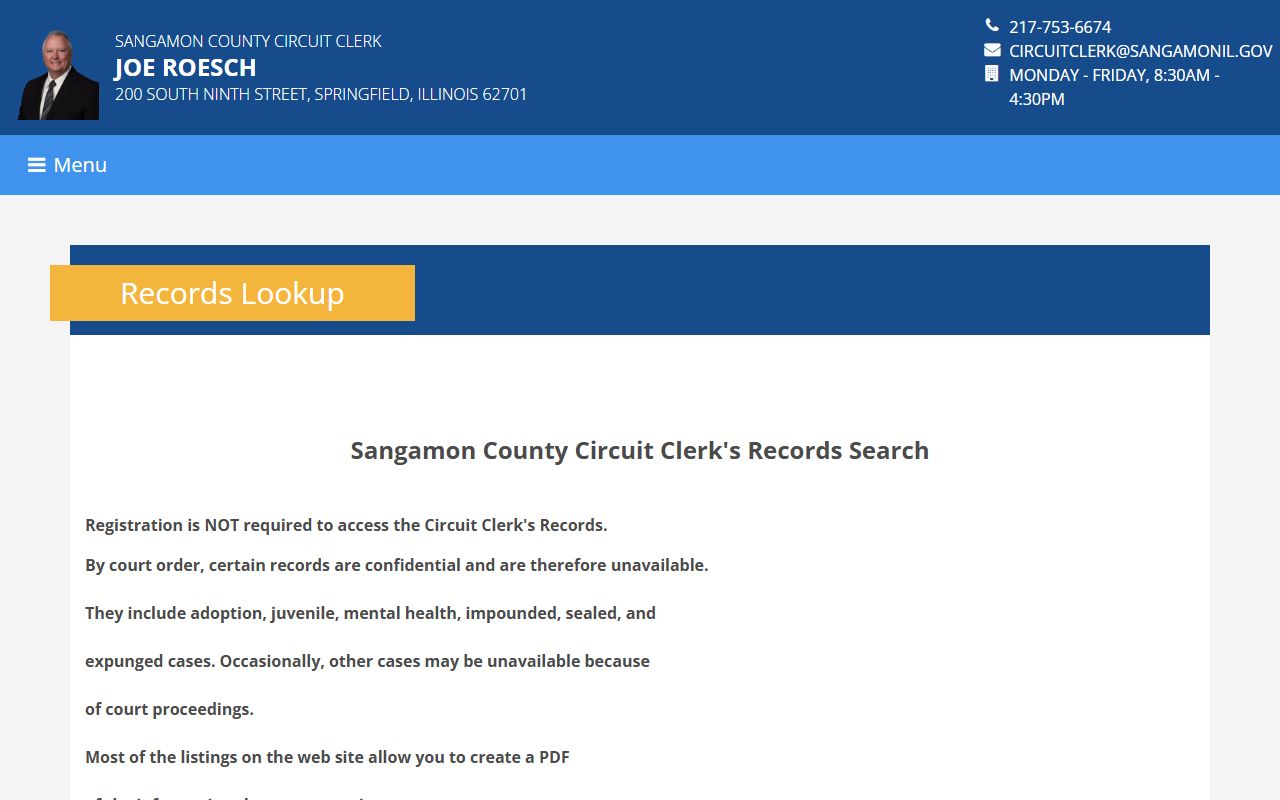 Sangamon County records lookup for felony records