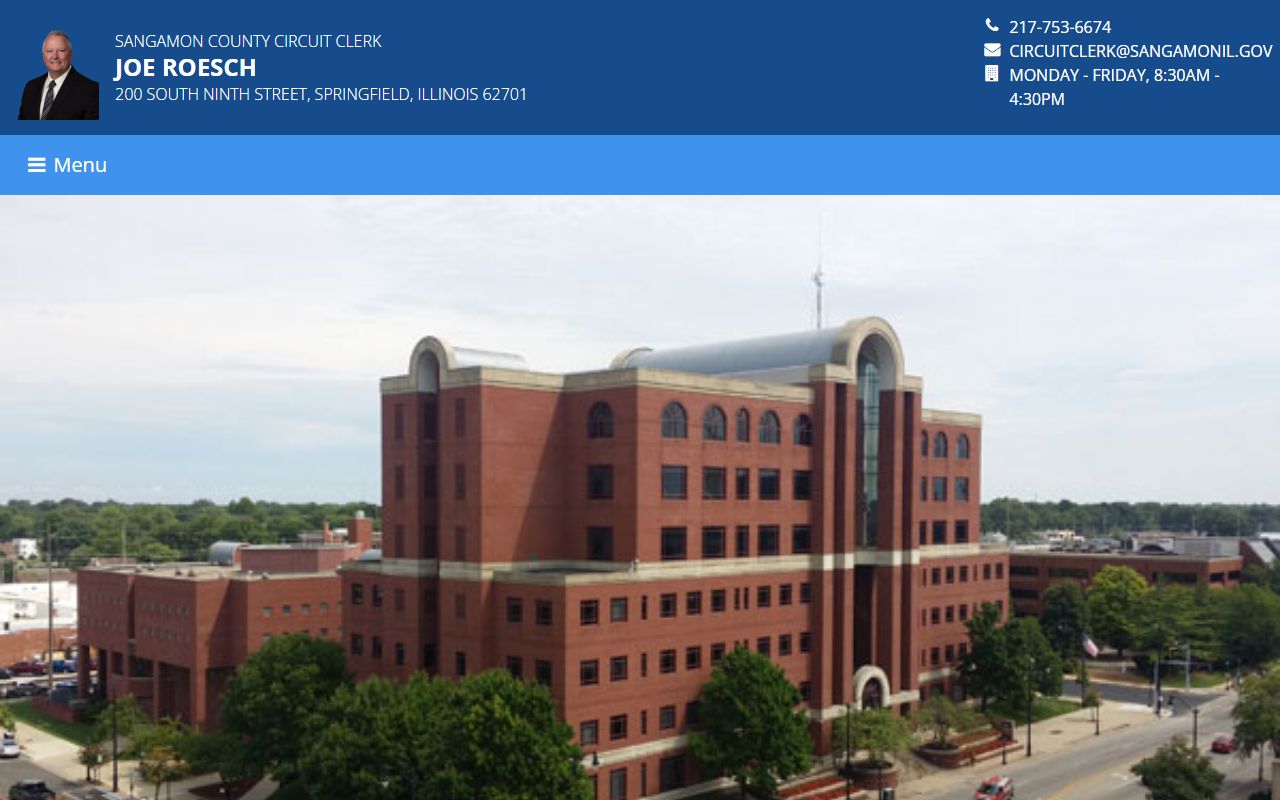 Sangamon County Circuit Clerk homepage for felony records