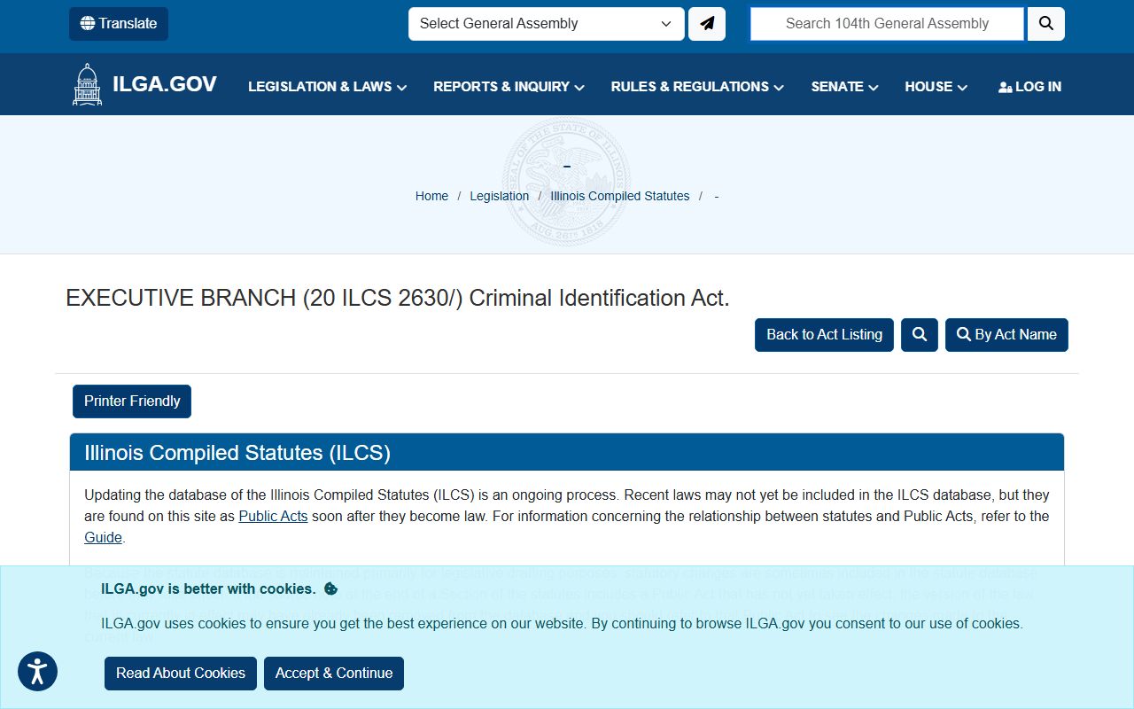 Criminal Identification Act page for Illinois felony record laws