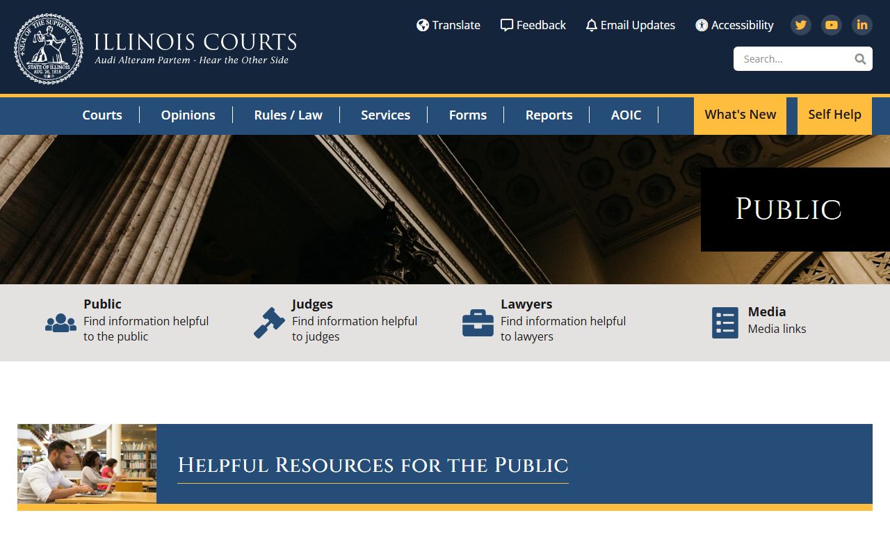 Illinois Courts public resources page for accessing felony records