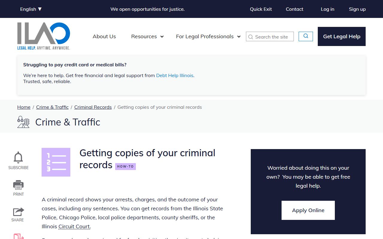 Illinois Legal Aid guide for getting copies of felony records